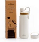 GRANDTIES 2 Lids Sports Stainless Steel Water Bottles – Wide Mouth Vacuum Insulated Reusable Leak Proof BPA-Free Travel Metal Canteen, Thermal Bottles for Men Women Gym (Ivory White 24 oz) - Image 7