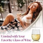 Floral Monogram Engraved Initial Letter Stemless Wine Glass 15 oz. Personalized Monogrammed Custom Gift (J) - Image 7