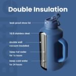 BOTTLE BOTTLE Insulated Water Bottle 64 oz with Straw and Dual-use Lid Stainless Steel Water Bottle for Men with Handle Vacuum Insulated jug for Workout Gym Soccer and Sports blue - Image 3