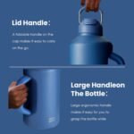 BOTTLE BOTTLE Insulated Water Bottle 64 oz with Straw and Dual-use Lid Stainless Steel Water Bottle for Men with Handle Vacuum Insulated jug for Workout Gym Soccer and Sports blue - Image 4