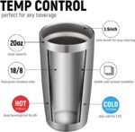 COMOOO 20oz Stainless Steel Tumbler Double Wall Vacuum Coffee Cup Insulated Travel Mug with Lid and Straw Durable Powder Coated Insulated Coffee Cup for Cold & Hot Drinks (Silver, 12 pack - Image 3