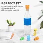 No Spill Water Bottle Caps - BPA Free Silicone Top Protects Child's Mouth, Replacement Spout Adapter for Toddlers to Adults - 4 Pack (Blue, Green, Yellow, Orange) - Image 5