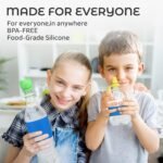 No Spill Water Bottle Caps - BPA Free Silicone Top Protects Child's Mouth, Replacement Spout Adapter for Toddlers to Adults - 4 Pack (Blue, Green, Yellow, Orange) - Image 6