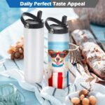 25 Pack Sublimation Tumblers Flat Edge Blanks Skinny Straight 20 oz, Stainless Steel Double Wall Insulated Sublimation Water Bottles with Portable Handle & Straw Lids for Heat Transfer, White - Image 8