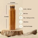 Premium Wooden Water Bottle – Eco-Friendly, Leak-Proof, Double Wall Insulated – Ideal for Gym, Yoga, Travel & Office Use – (Red Woden, 1000ml) - Image 4