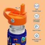 SANDJEST Kid Water Bottle 12oz with Straw Lid - 2-Pack Insulated Stainless Steel Water Bottles for Kids Boys Girls - Travel Cup for School Sports, Construction & Transportation - Image 3