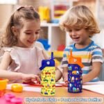 SANDJEST Kid Water Bottle 12oz with Straw Lid - 2-Pack Insulated Stainless Steel Water Bottles for Kids Boys Girls - Travel Cup for School Sports, Construction & Transportation - Image 5