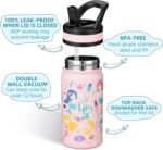 Fanhaw 14 Oz Kids Insulated Water Bottle with Straw - Stainless Steel Double Wall Vacuum Cup, Leakproof, BPA Free, Suitable for Boys and Girls(Pink - Sweat Mermaids) - Image 3
