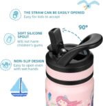 Fanhaw 14 Oz Kids Insulated Water Bottle with Straw - Stainless Steel Double Wall Vacuum Cup, Leakproof, BPA Free, Suitable for Boys and Girls(Pink - Sweat Mermaids) - Image 4