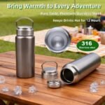 12oz Stainless Steel Vacuum Insulated Water Bottle, Keeps Drink Cold up to 24 Hours & Hot up to 12 Hours Leak Proof and Sweat Proof Large Capacity Wide Mouth Metal Bottle - Image 5