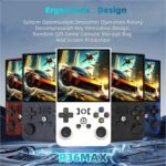 R36MAX Retro Gaming Console, 4-inch HD IPS Screen Handheld Game Console with 4000mAh Battery, Linux System Handheld Emulator Console with 30+ Emulators and Built-in 128G TF Card (Red) - Image 4