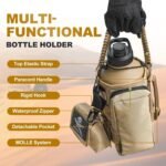 Half Gallon Water Bottle with Straw - 64 oz Stainless Steel Insulated Water Jug, Sport Bottle with 3 BPA Free Lids, Paracord Handle, Strap, Molle System for Outdoor Gym Hiking - Khaki - Image 8