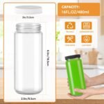 AuroTrends 16 oz Glass Bottles with Lids 8Pack, 480ml Portable Juicing Bottles Reusable Glass with Lids for Juicing, Smoothies, Kombucha (16fl.oz, Set of 8) - Image 4