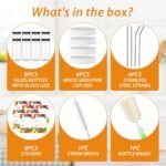 AuroTrends 16 oz Glass Bottles with Lids 8Pack, 480ml Portable Juicing Bottles Reusable Glass with Lids for Juicing, Smoothies, Kombucha (16fl.oz, Set of 8) - Image 6