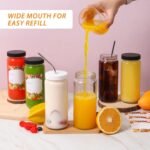 AuroTrends 16 oz Glass Bottles with Lids 8Pack, 480ml Portable Juicing Bottles Reusable Glass with Lids for Juicing, Smoothies, Kombucha (16fl.oz, Set of 8) - Image 7