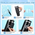 12 Sheets UV Dtf Cup Wrap Letters Custom Vinyl Name Decals Personalized 14-40 oz Tumbler Waterproof Letter Monogram Stickers for Tumbler Cups Beach Water Bottle DIY Crafts (White) - Image 3