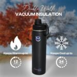 24oz Stainless Steel Water Bottle – Vacuum Insulated, Leak-Proof, Wide Mouth – Keeps Drinks Cold & Hot for 12 Hours – Perfect for Gym, Sports, and Outdoors (Black) - Image 4