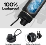 24oz Stainless Steel Water Bottle – Vacuum Insulated, Leak-Proof, Wide Mouth – Keeps Drinks Cold & Hot for 12 Hours – Perfect for Gym, Sports, and Outdoors (Black) - Image 5