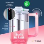 40 oz Tumbler With Handle and Straw Made of Stainless Steel - Double Wall Vacuum Insulated Tumbler With Lid - Sweat Proof Easy Grip, BPA-Free, Dishwasher Safe Tumbler (Misty Pink) - Image 4