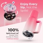 40 oz Tumbler With Handle and Straw Made of Stainless Steel - Double Wall Vacuum Insulated Tumbler With Lid - Sweat Proof Easy Grip, BPA-Free, Dishwasher Safe Tumbler (Misty Pink) - Image 5