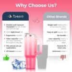 40 oz Tumbler With Handle and Straw Made of Stainless Steel - Double Wall Vacuum Insulated Tumbler With Lid - Sweat Proof Easy Grip, BPA-Free, Dishwasher Safe Tumbler (Misty Pink) - Image 9