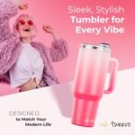 40 oz Tumbler With Handle and Straw Made of Stainless Steel - Double Wall Vacuum Insulated Tumbler With Lid - Sweat Proof Easy Grip, BPA-Free, Dishwasher Safe Tumbler (Misty Pink) - Image 10