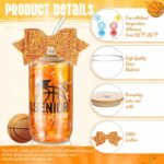 Hushee Class of 2026 Senior Night Gifts 16 oz Glass Water Bottle with Lids Straws Glitter Bow Straw Topper Senior 2026 Tumbler Graduation Gift for Her Women Team Coach Player (Basketball) - Image 5