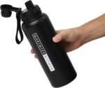 32oz Stainless Steel Water Bottle – Vacuum Insulated Triple Wall Sports Flask with Dual Lids (Straw & Spout) + Hidden Storage Compartment | Leakproof, Reusable, Black Travel Thermos - Image 9