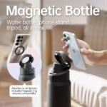Insulated Magnetic Water Bottle - Reusable Stainless Steel Bottle with MagSafe Compatible Phone Holder - Keeps Cold for 24 Hours - Perfect for Gym, Sports, and Travel - Black 32oz - Image 4