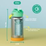 12oz Insulated Water Bottle with Straw, Kids Stainless Steel Double Walled Vacuum Sports Water Bottle with 2 Lids (Straw and Spout Lid) for Boys and Girls, School(Blue) - Image 5