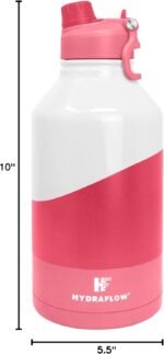 Hydraflow Crusader - Triple Wall Vacuum Insulated Water Bottle with Dual Lid (64oz, CB Pinkrose) Stainless Steel Metal Thermos, Reusable Leak Proof BPA-FREE for Sports and Travel - Image 3