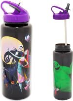 Disney The Nightmare Before Christmas Reusable Water Bottle Set Bundle 30 Oz Plastic Water Bottle with Spout for Home, School, Sports Plus Sticker, and More | Jack Skellington Container - Image 3