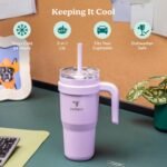 REDUCE 24 oz Stainless Steel Tumbler with Handle - Dual-Wall Vacuum Insulated Travel Mug, Sweat-Proof Lid & Reusable Straw - Keeps Drinks Cold for 24 Hrs, Fits Cupholders, Dishwasher Safe - Phantom - Image 4
