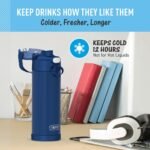 THERMOS FUNTAINER 16 Ounce Stainless Steel Vacuum Insulated Bottle with Wide Spout Lid, Navy - Image 6