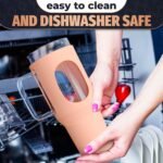 46 Oz Glass Tumbler with Lid – Large Peach Tumbler with Straw and Lid | Ergonomic Glass Water Bottle with Handle, 2 Straws, Silicone Sleeve, Dishwasher Safe, Easy Visibility | Valentine's Day Gift - Image 3