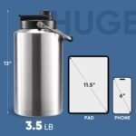 One Gallon Insulated Water Bottle for Travel: 2-in-1 Straw and Spout Lid, Keep Cold 24Hrs, Leakproof, 128oz Water Jug With Handle, Vacuum Stainless Steel for Sports, Hiking, Trip(Stainless) - Image 4