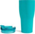 Silver Buffalo Double Walled Vacuum Insulated Stainless Steel Tumbler With Flip Top Lid Keeps Hot and Cold, Travel Coffee Mug Leakproof Lid, 30 Ounces, Matte Teal Blue - Image 4