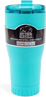 Silver Buffalo Double Walled Vacuum Insulated Stainless Steel Tumbler With Flip Top Lid Keeps Hot and Cold, Travel Coffee Mug Leakproof Lid, 30 Ounces, Matte Teal Blue - Image 6