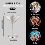 TJ 4 Pcs Stainless Steel Martini Glasses 6.5oz Shatterproof Metal Martini Glass Reusable Steel Wine Cocktail Glass Ideal Outdoor Martini Glasses for Boating, RV,Bar Wedding Graduation Party - Image 4