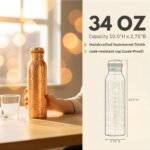 Copper Water Bottle 34oz - 100% Pure Ayurvedic Handcrafted Design - Eco-friendly Premium Quality - Bpa-free Heavy Duty Leak-proof & Lab-tested - Health Benefits for Daily Use, Sports, Travel & Gifting - Image 6