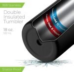 SIPX™ 18 oz Slim Insulated Tumbler with Lid & Straw – Vacuum Insulated Stainless Steel, Leakproof, Cupholder Friendly – Perfect for Iced Coffee, Water & Travel – Black - Image 4