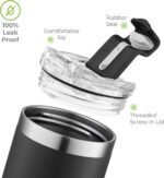 SIPX™ 18 oz Slim Insulated Tumbler with Lid & Straw – Vacuum Insulated Stainless Steel, Leakproof, Cupholder Friendly – Perfect for Iced Coffee, Water & Travel – Black - Image 6
