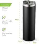 SIPX™ 18 oz Slim Insulated Tumbler with Lid & Straw – Vacuum Insulated Stainless Steel, Leakproof, Cupholder Friendly – Perfect for Iced Coffee, Water & Travel – Black - Image 7