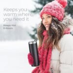 SIPX™ 18 oz Slim Insulated Tumbler with Lid & Straw – Vacuum Insulated Stainless Steel, Leakproof, Cupholder Friendly – Perfect for Iced Coffee, Water & Travel – Black - Image 8