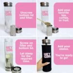 Hey girl Glass Water Bottle Tea Infuser - 14oz Insulated Glass Bottles with Tea Steeper & Silicone Sleeve for Loose Leaf Tea & Infused Fruit - Travel Tea Brewer Tumbler Mug - Gifts for Tea Drinkers - Image 4