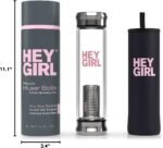 Hey girl Glass Water Bottle Tea Infuser - 14oz Insulated Glass Bottles with Tea Steeper & Silicone Sleeve for Loose Leaf Tea & Infused Fruit - Travel Tea Brewer Tumbler Mug - Gifts for Tea Drinkers - Image 5