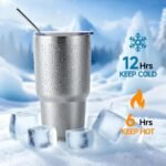 Volhoply 30oz Insulated Tumbler with Lid and Straw, Double Wall Inner & Outer 304 Stainless Steel Tumblers Bulk, Powder Coated Coffee Cup for Office, Home, Travel (Silver,8 Pack) - Image 4