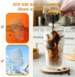 20 oz Glass Tumblers, Iced Coffee Cups with Lids and Glass Straws, Thickened Wall Ribbed Glass Cups, Ideal for Smoothies, Cocktails, and Juices – Vintage and Durable Drinkware – 1 Pack - Image 3