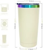 20 oz Stainless Steel Tumbler with Lid and Straw Double Wall Vacuum Insulated Coffee Mug Powder Coated Cup for Hot and Cold Drinks (White,1 pack) - Image 3