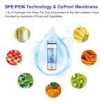 Hydrogen Water Bottle Generator, Glass Portable Hydrogen Water Bottle with SPE PEM Technology Hydrohealth, Ion Bottles Hydrogen Water Ionizer for Office, Home, Travel, Daily Drinking - Image 3